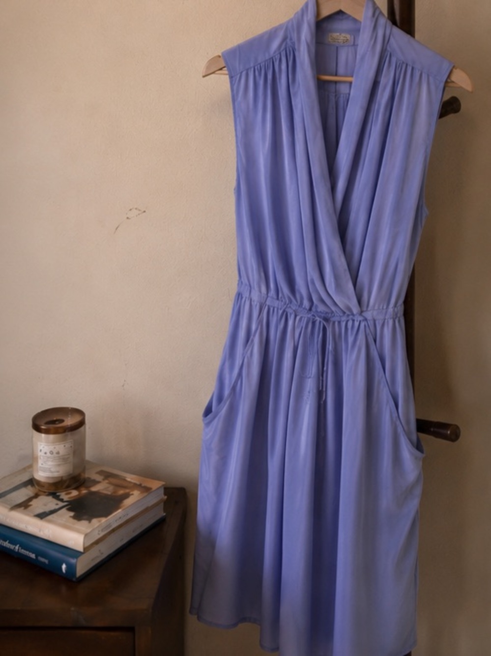 Aritzia Wilfred Sabine Faux Wrap Mini Dress Size S Light Grey